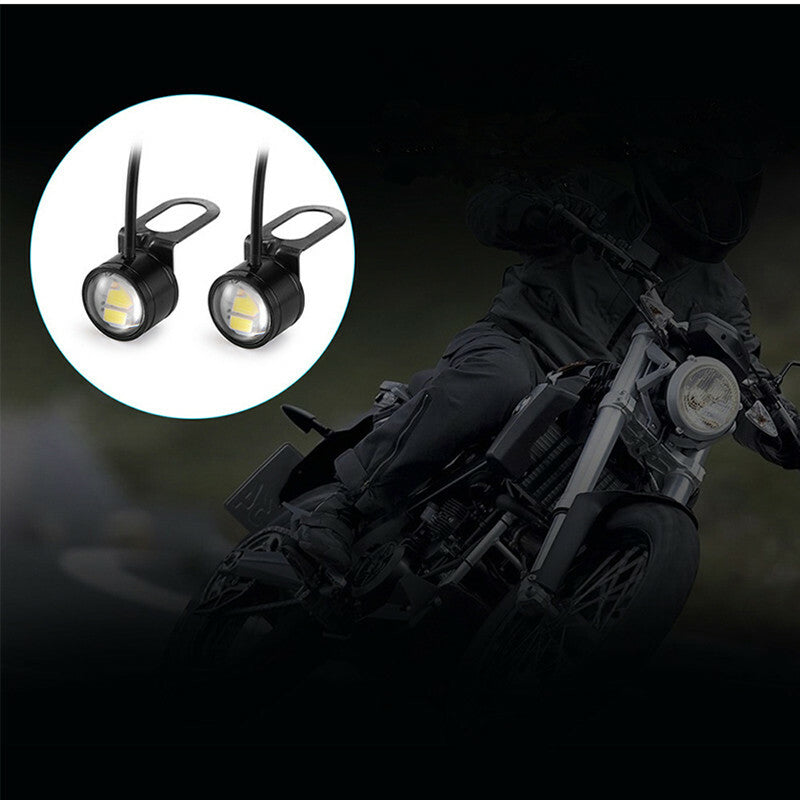 1Pair Motorcycle Headlight Driving Hawkeye Lamp Mirror White Fog Light 3W LED