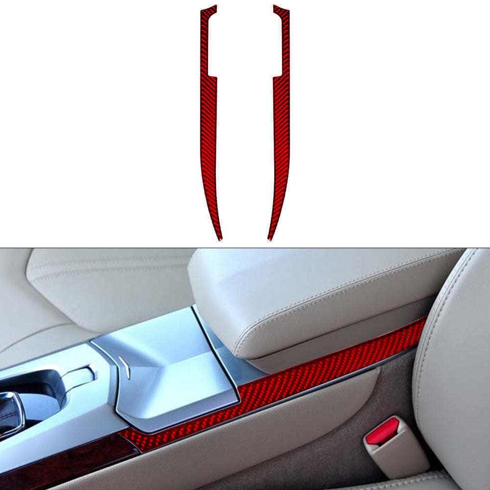 2Pcs Storage Side Cover Strips Carbon Fiber for CADILLAC CTS SPORT 2008-UP Red
