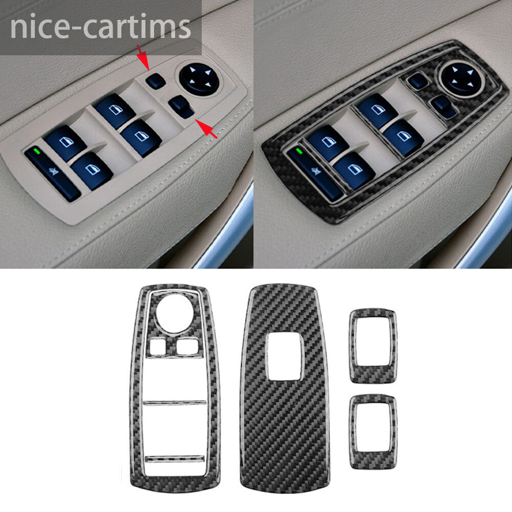 for BMW X3 E83 2004-2010 Window Lift Switch Button Panel Cover Carbon Fiber 7Pcs