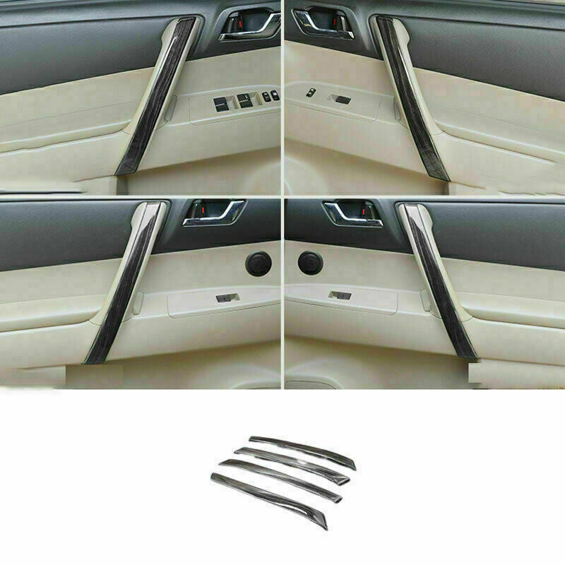 4p for Toyota Highlander 2008-2013 Black Wood Grain Inner Door Handle Cover Trim