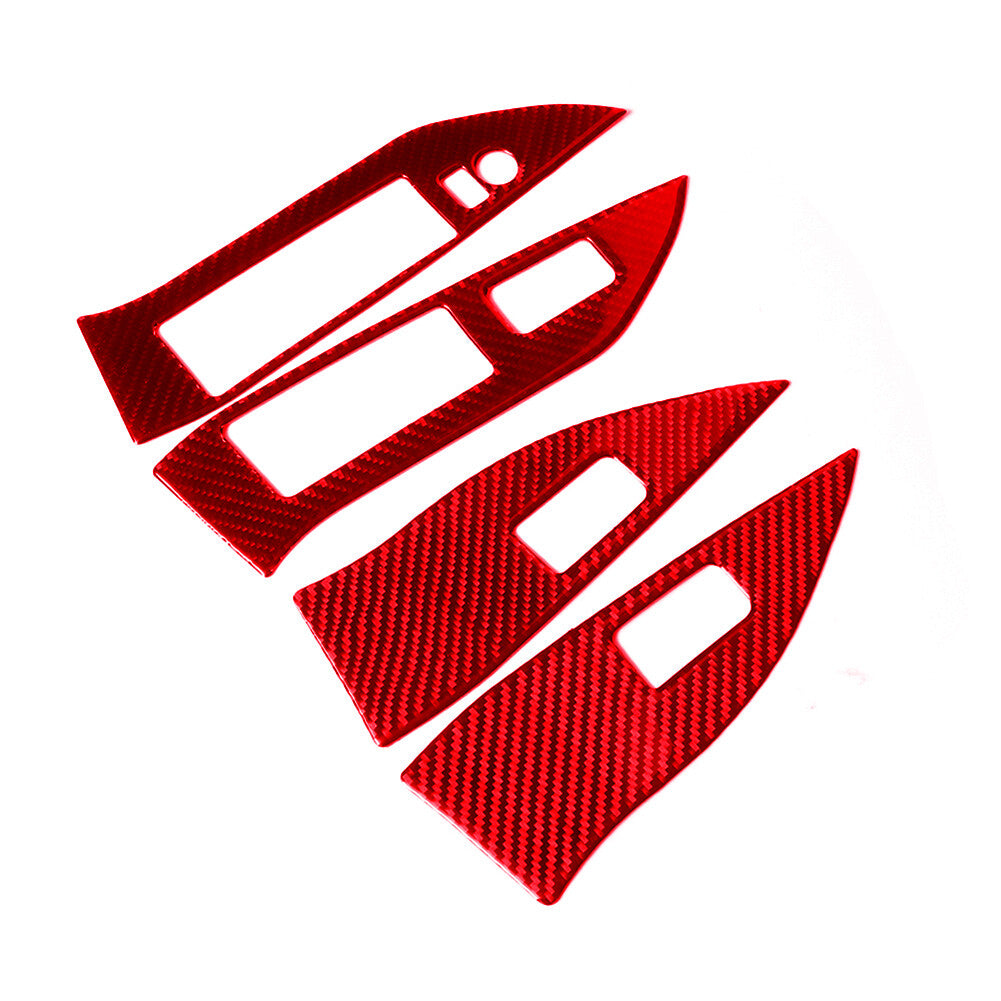 Red Window Lift Panel Switch Trim Cover Carbon Fiber for Subaru Forester 2013-18