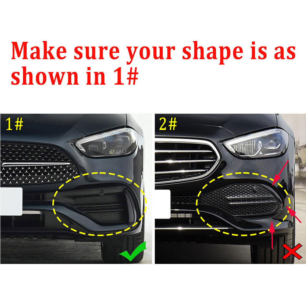Gloss Black ABS Front Bumper Grille Fog Light Trim for Benz C Class W206 2022-23