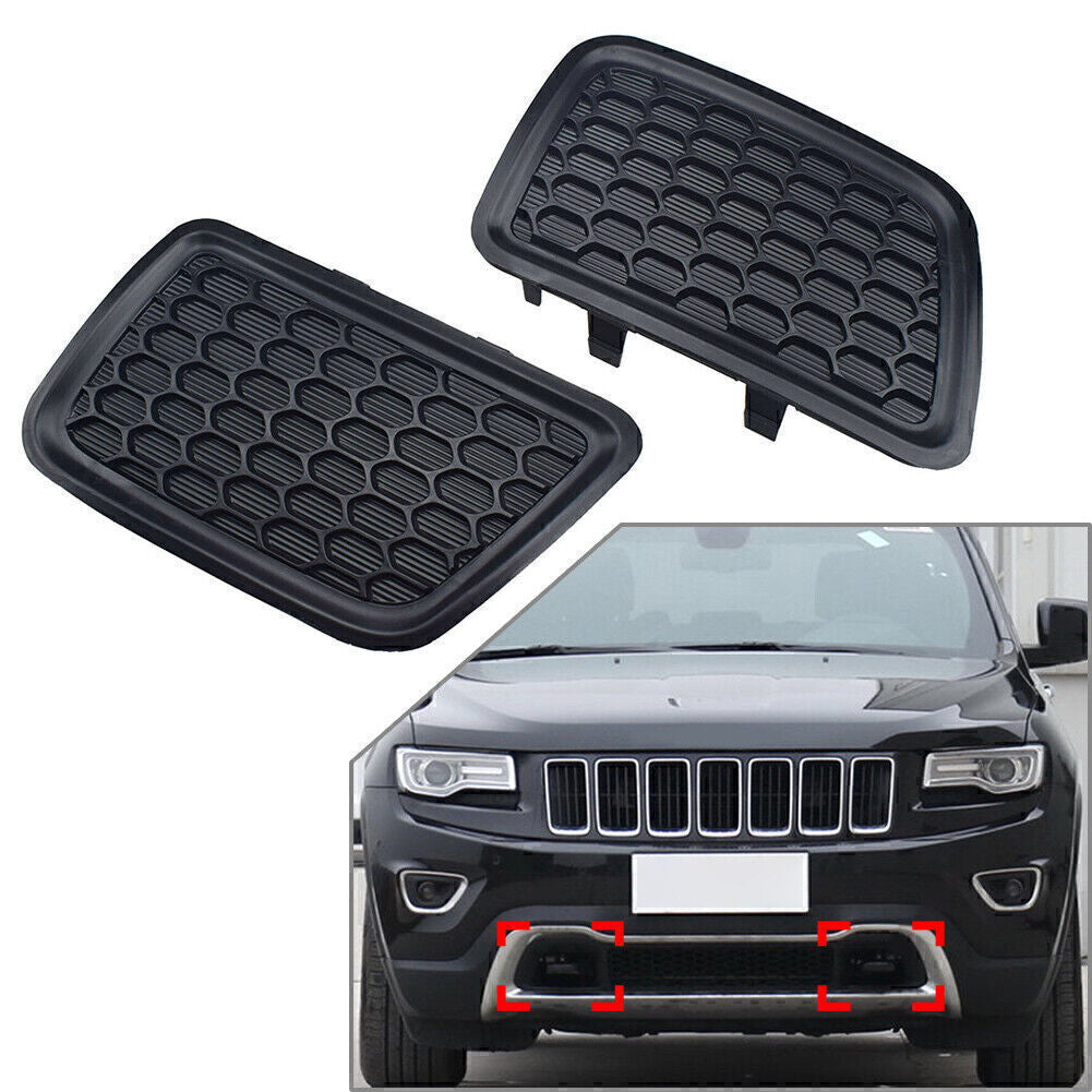 For 2014-2016 for Jeep Grand Cherokee Black Side Lower Grille Tow Hook Insert 2x