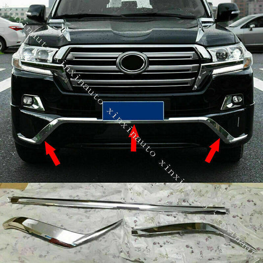 for Toyota for Land Cruiser 200 2016-2021 Chrome Front Bumper Lip Molding Strip Trim