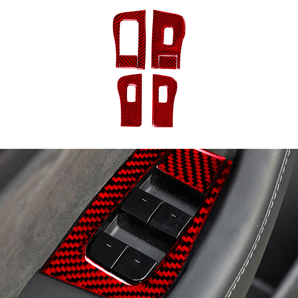 Red Carbon Fiber Full Complete Set Decor Kit Panel Trim Cover for Tesla Model Y3
