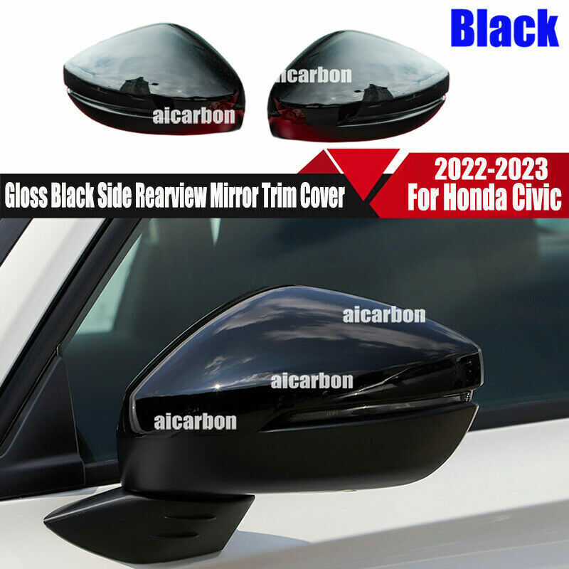 for Honda for Civic 2022-2023 Gloss Black Side Rearview Mirror Trim Cover cap Decor