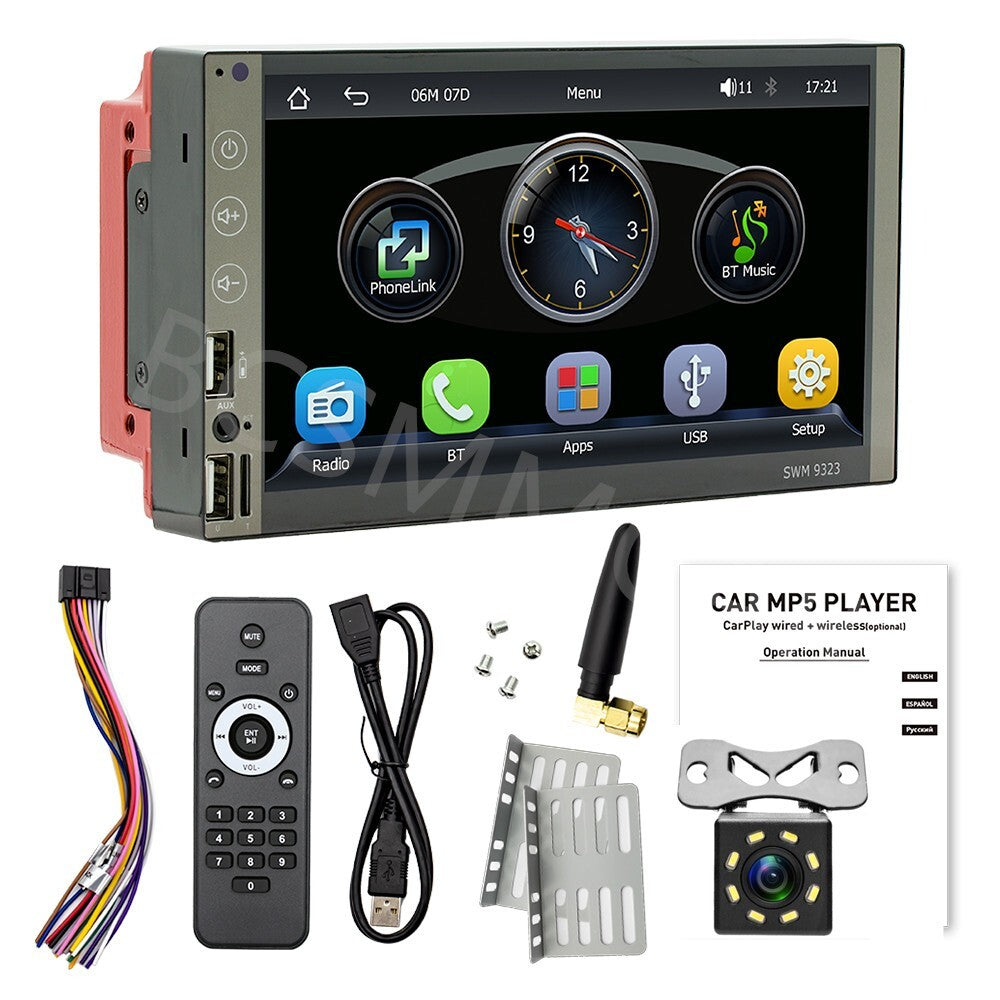 7in 2Din Car Stereo Wireless Carplay Android Auto Radio Touch Screen Player Cam