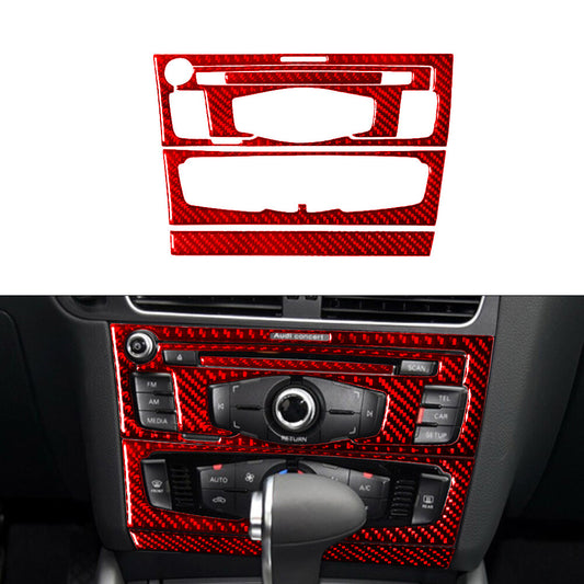 for Audi Q5 2009-2017 Red CD Player Radio Air-Con Trim Cover TYP-B Carbon Fiber