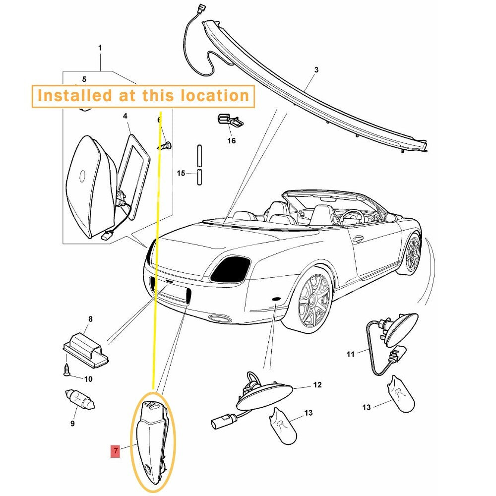 Right-side reverse light for Bentley GT GTC 04-10. equipment manufacturer: 3W0941072D