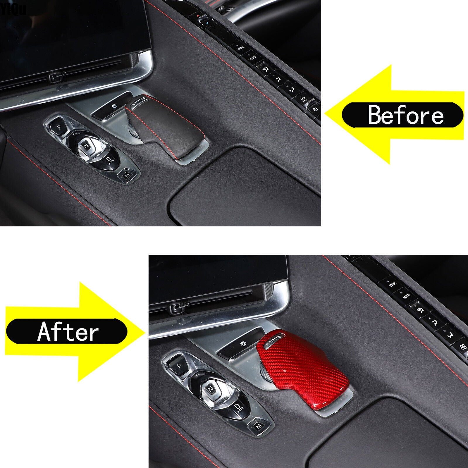 Red carbon fiber gear shifter cover trim accessory for Corvette C8 2020-23