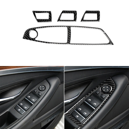 Carbon fiber window switch elevator trim for BMW F10 5 Series 2011-2018
