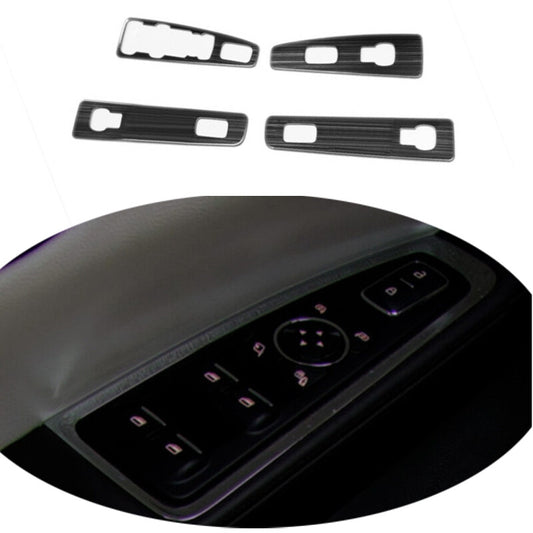 Black Steel Window Switch Button Garnish Trim for Lincoln 2017-21