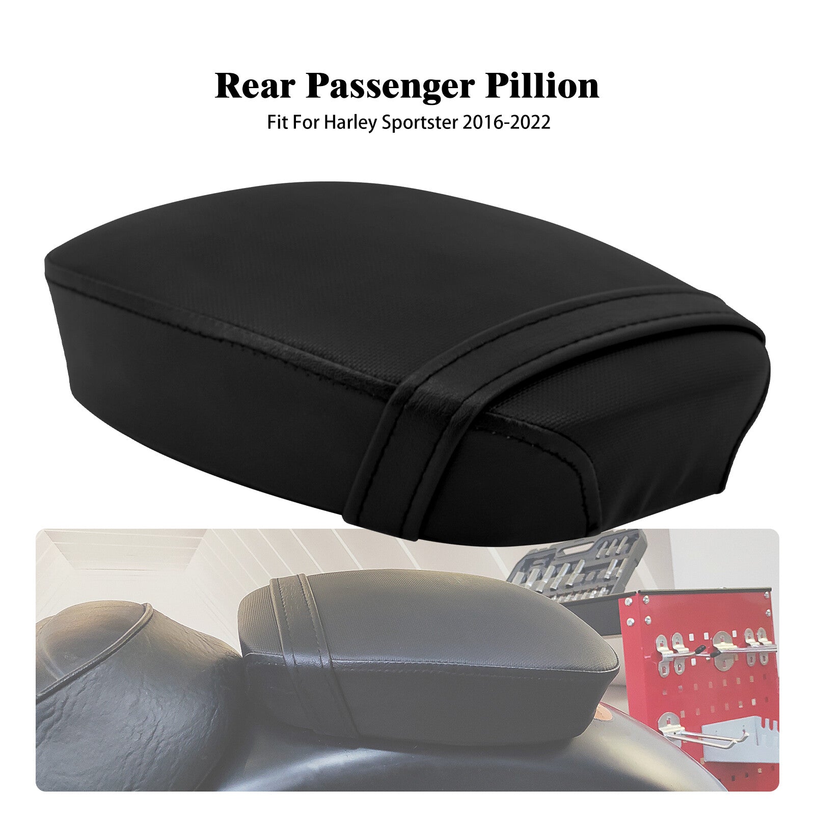 Rear Pillion Passenger for Seat Pad w/ Belt for Harley Sportster 883 1200 2016-2022