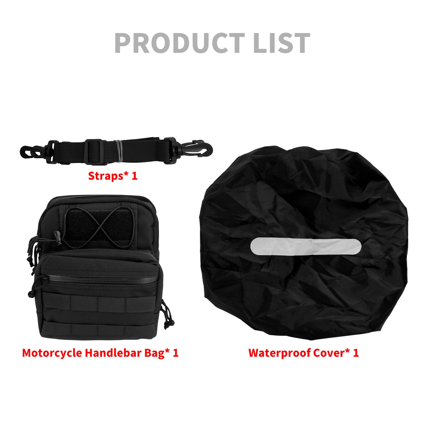 Universal Motorcycle Handlebar Backrest Nylon Bag w/ Waterproof Storage Pouch