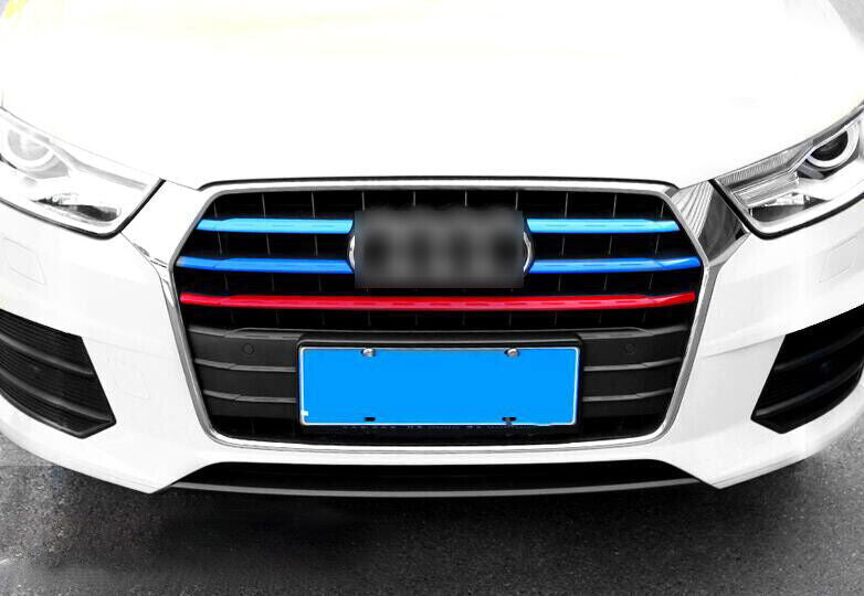 Fit for Audi Q3 2016-18 ABS 3-Color Exterior Front Grille Grill Strips Trim 5PCS