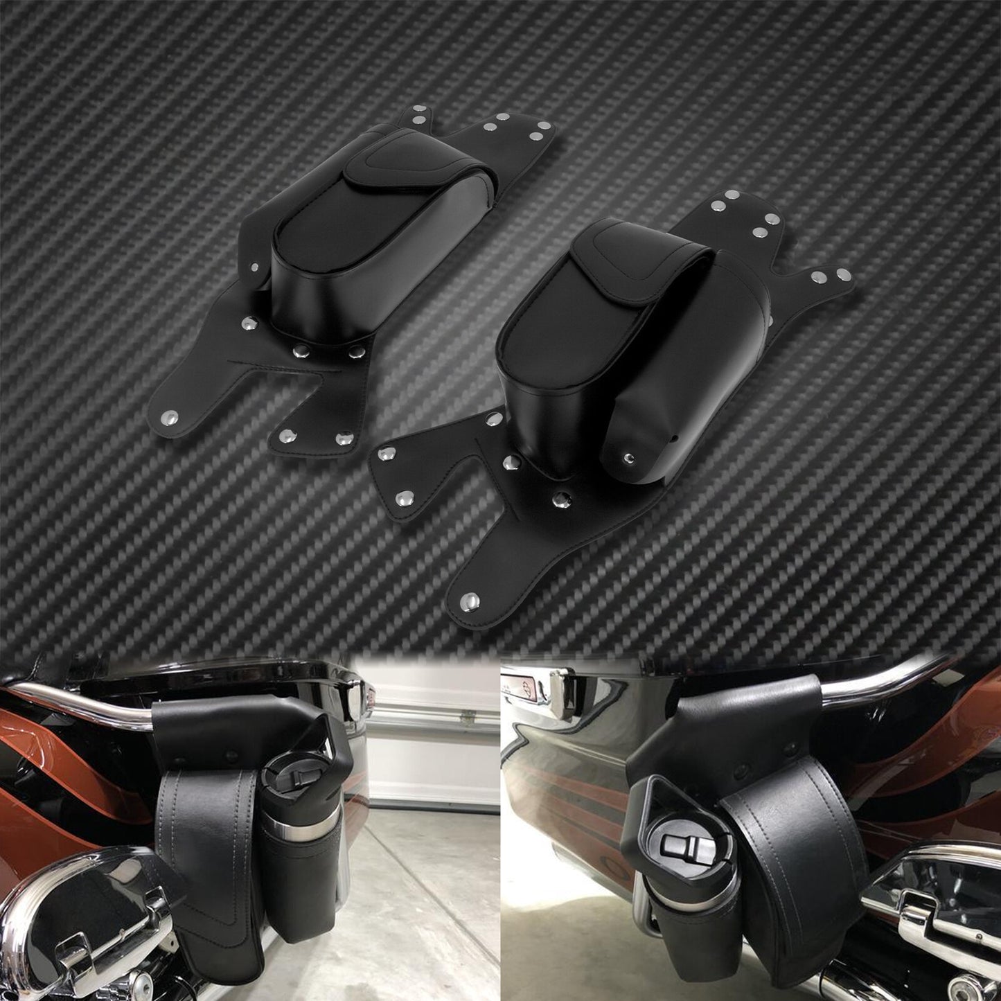1 Piar Saddlebag Guard Bag Water Bottle Holder Fit for Harley Touring 1997-2021
