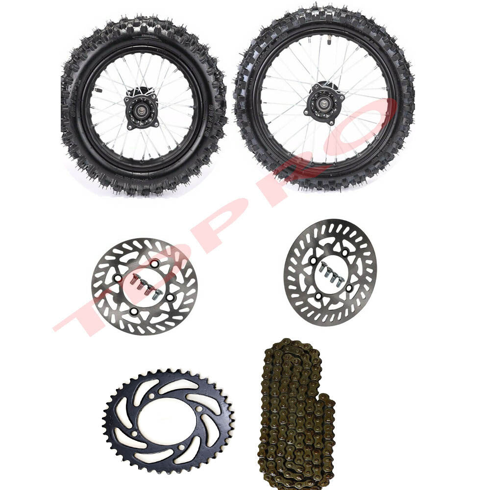 15mm 60/100-14 80/100-12 Tire Rim Disc Chain Sprocket Kit Piston Bike SSR 110CC 125