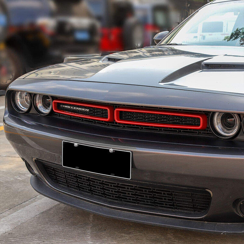 2pc Front Grille Radiator Grille Inserts Grillwork Trim for Dodge for Challenger Red