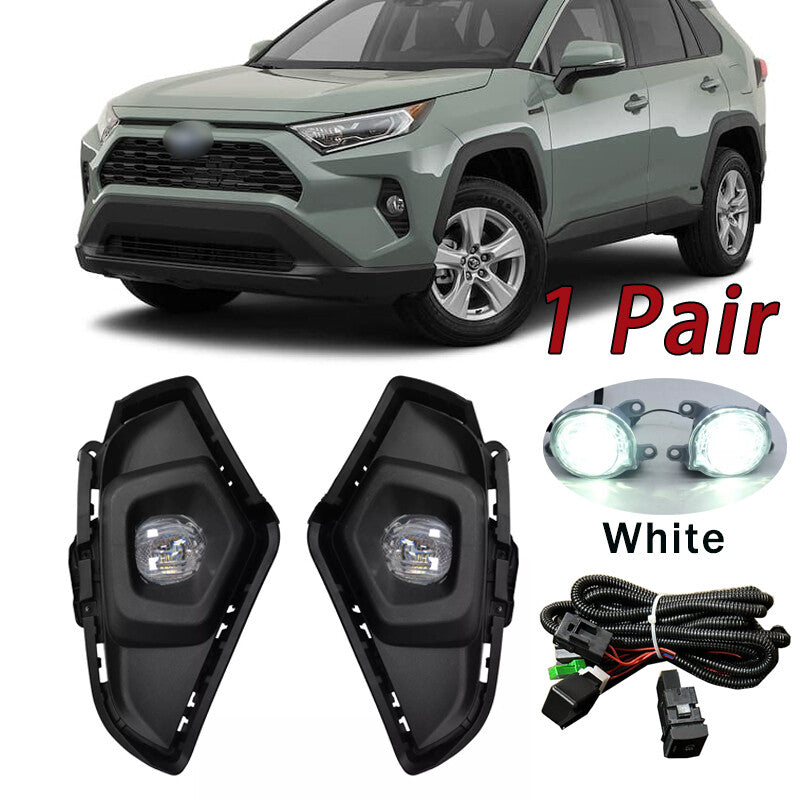 1 Dual LED White Fog Light for 2019-2024 for Toyota Rav4 with Wiring and Switch