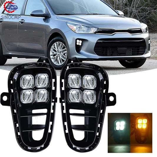 2Pcs LED Daytime Running Fog light DRL With Wire For 2018~2020 for KIA Rio EX/LX/S