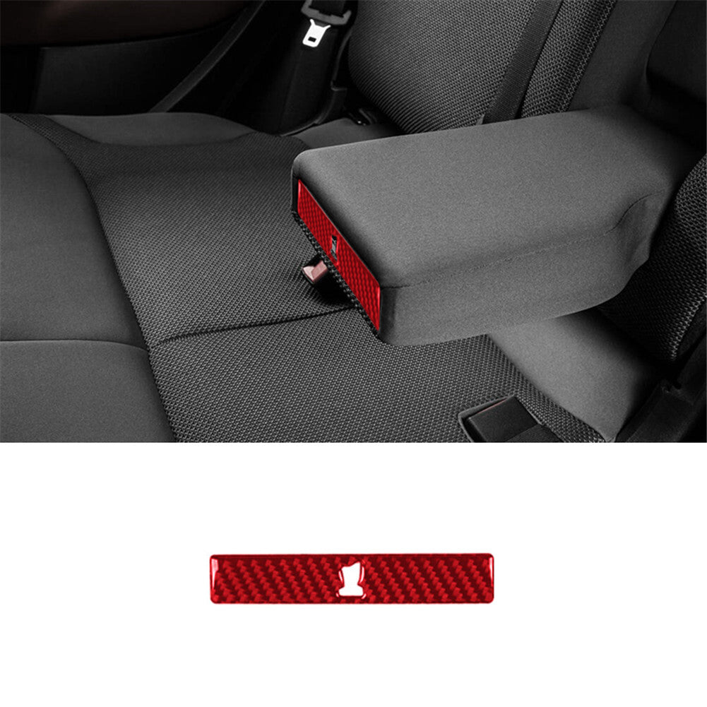 Red Carbon Fiber Rear Center Arm Rest Cup Holder Trim Cover for Fiat 500L 14-17