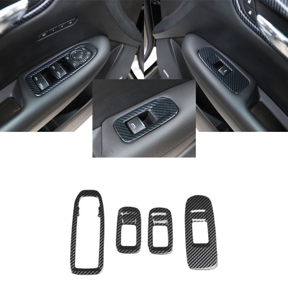 for Cadillac XT5 2017-24 ABS Carbon Fiber Door Window Switch Lift Cover Trim 4P