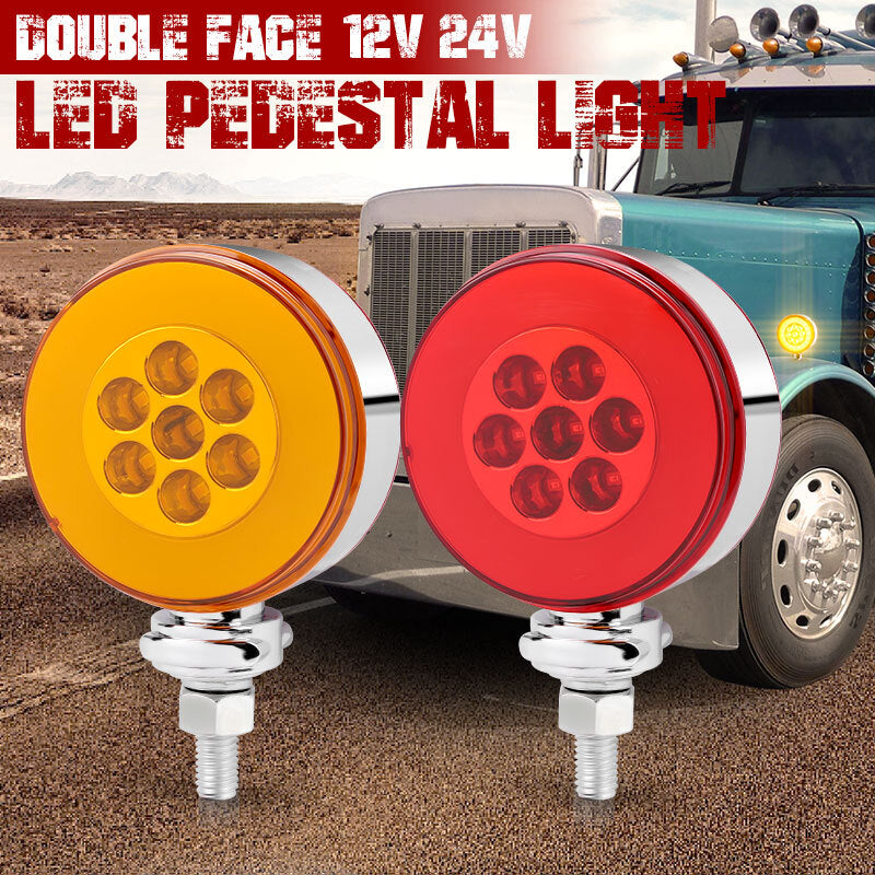 2X 3 Red/Amber LED Dual Face Fender Marker Light Turn Signal Semi Truck Trailer