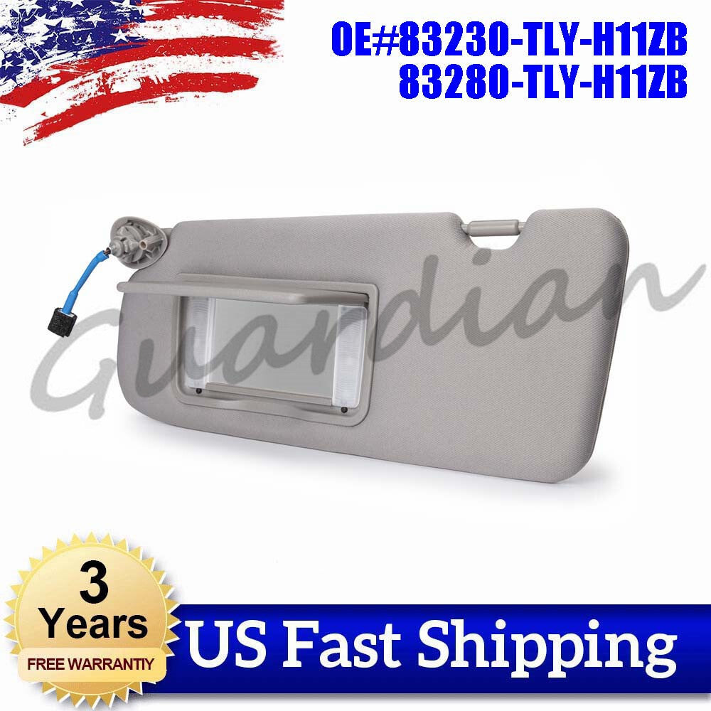 83280-TLY-H11ZB Gray left sun visor with mirrored light, suitable for Honda CR-V 2017-2022