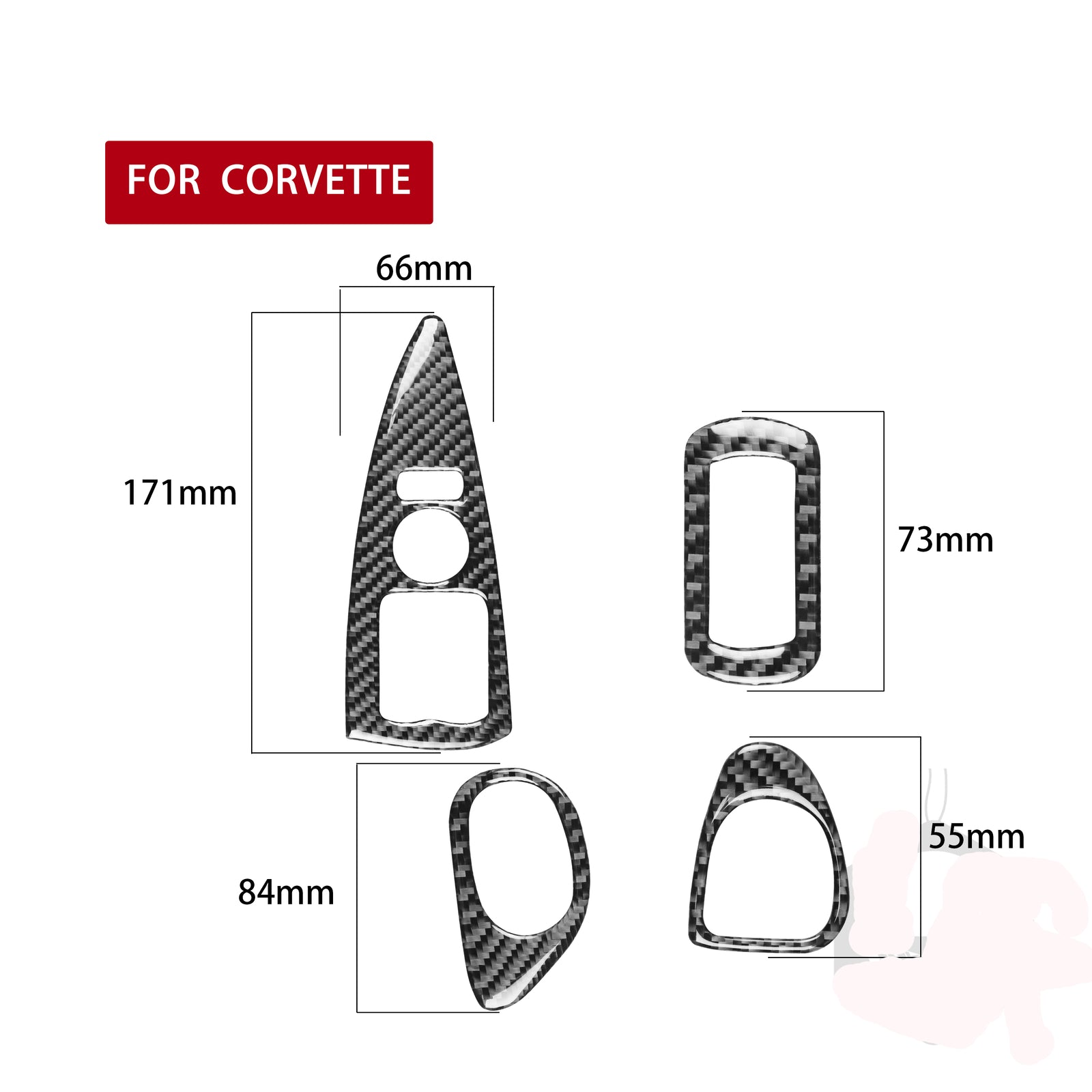 4Pcs for Chevrolet for Corvette C6 Carbon Fiber Window Switch Lift Panel Cover Trim
