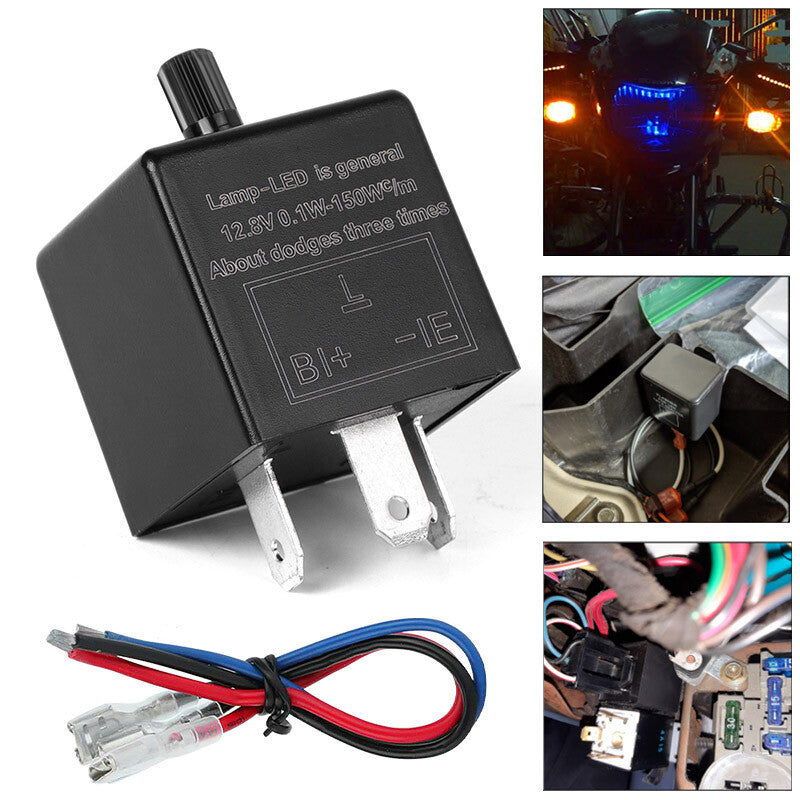 3-Pin LED Adjustable Wired Motorcycle Flasher Relay Turn Signal Indicator Flash