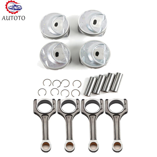 4pcs Connecting Rod 23510-2G440 + 4pcs Engine Pistons Rings Suitable for Hyundai