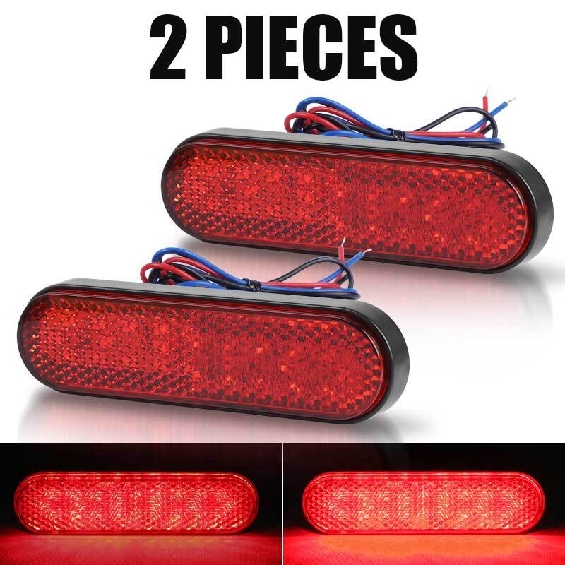 2X Motorcycle Reflector LED Running DRL Rear Brake Stop Tail Light For UTV ATV