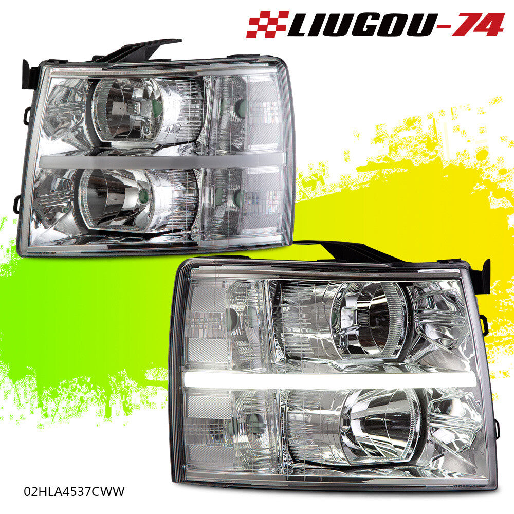 Chrome/transparent corner LED headlights (DRL) suitable for 07-14 for Chevrolet Silverado