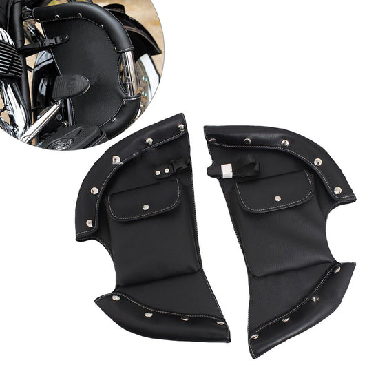 Black Soft Lowers Chaps Engine Guard Cover Leg Warmer For Indian 2014-2022
