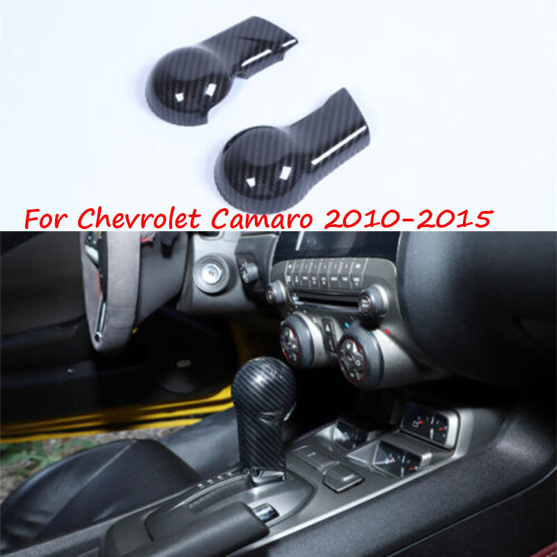 Fit for Chevrolet Camaro 10-15 Carbon Fiber Central Console Gear Shift Knob Trim