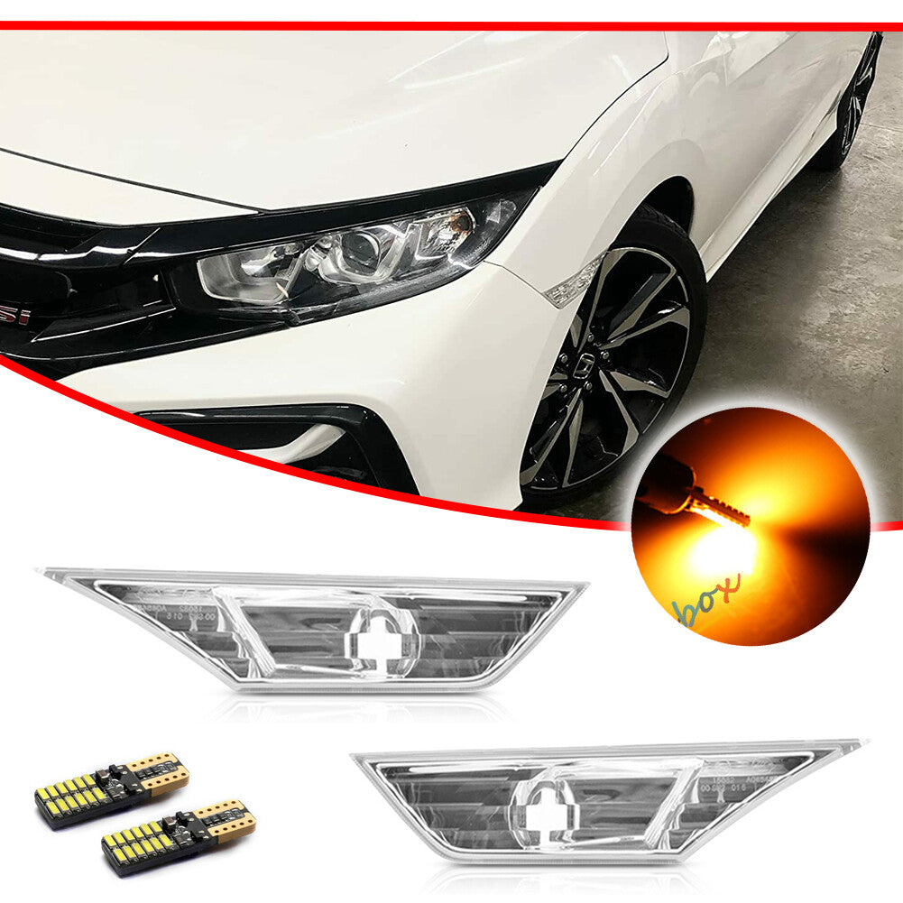 Suitable for 2016-2021 for Honda civilian transparent side marker light rotating signal light with LED strip.