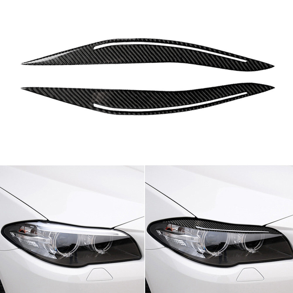 2x carbon fiber headlight eyebrow trim for BMW 5 Series F10 2014-2016