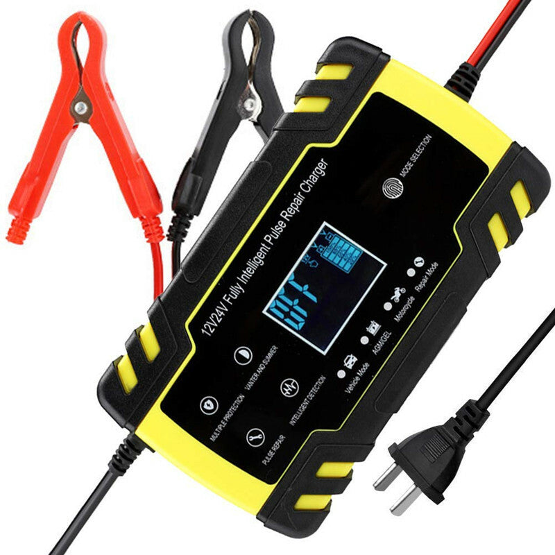 12VLCD Display Wet Dry Lead Battery Charger Intelligent Fast Power Charging Tool