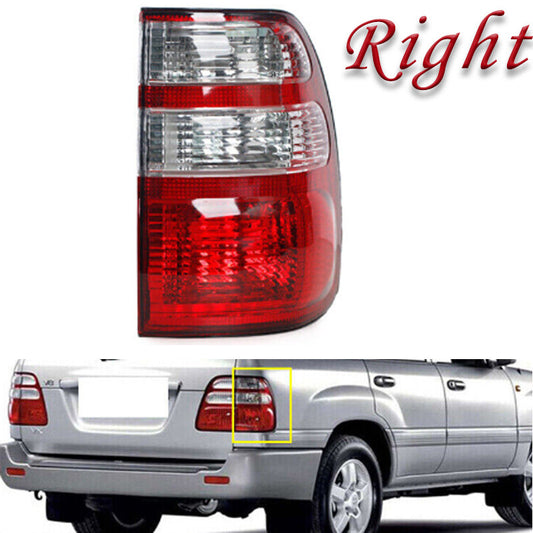 The right rear exterior taillight is applicable to for Toyota for Land Cruiser 4700, 4500, and LC100 models from 1998 to 2005.