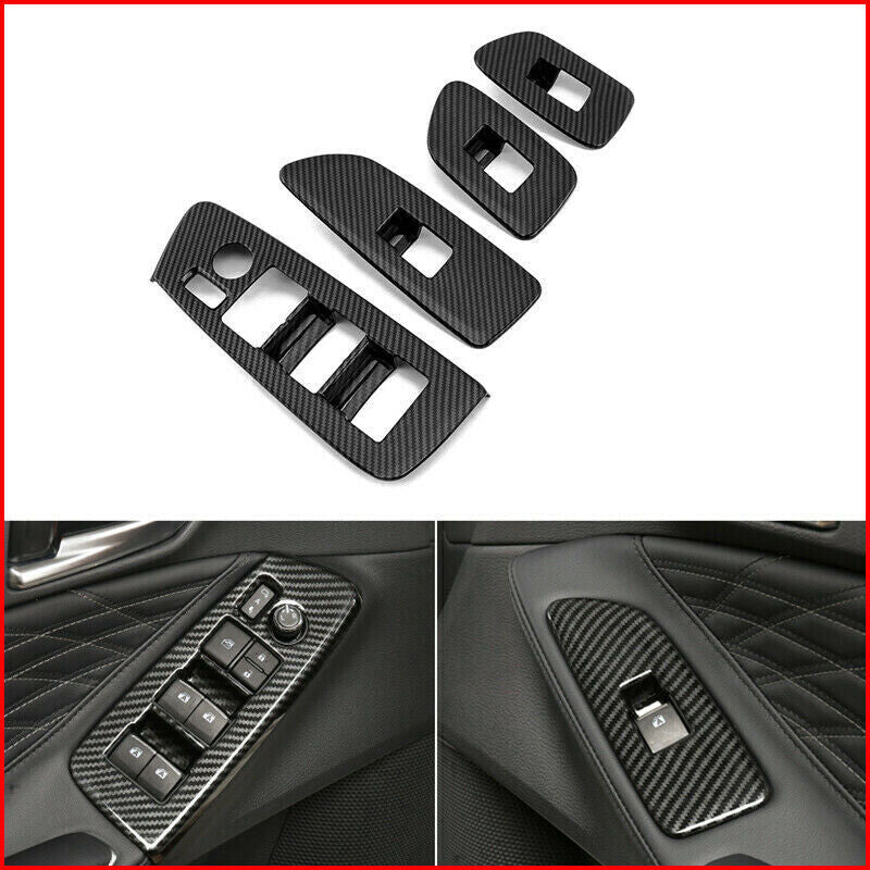 Carbon Fiber 4X Window Lift Switch Panel Cover Trim for Toyota for Avalon 2019 -2021