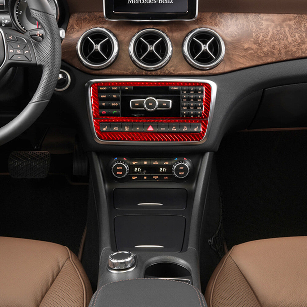 Red Carbon Fiber Radio Type-B Trim for Mercedes-Benz CLA GLA 2014-2018