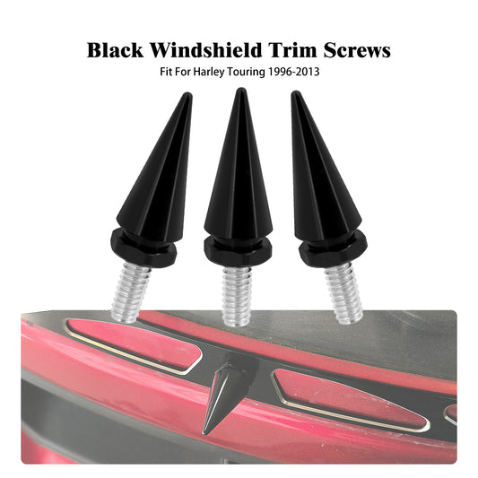 3xBlack Impaler Spike Wind Screen Windshield Bolt For Electra Street Glide 96-13