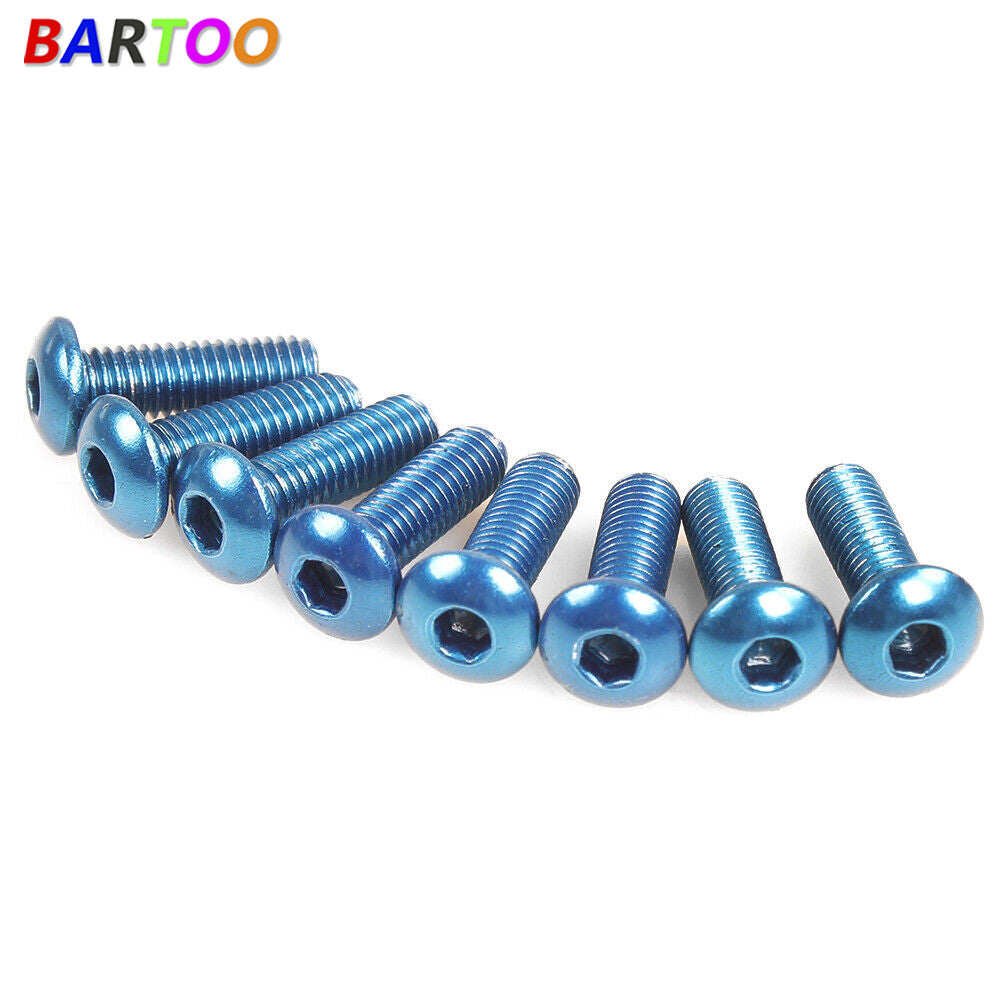 All Blue 8PCS Racing Car Steering Wheel Screw Kit M5x0.8 Bolts Round Head