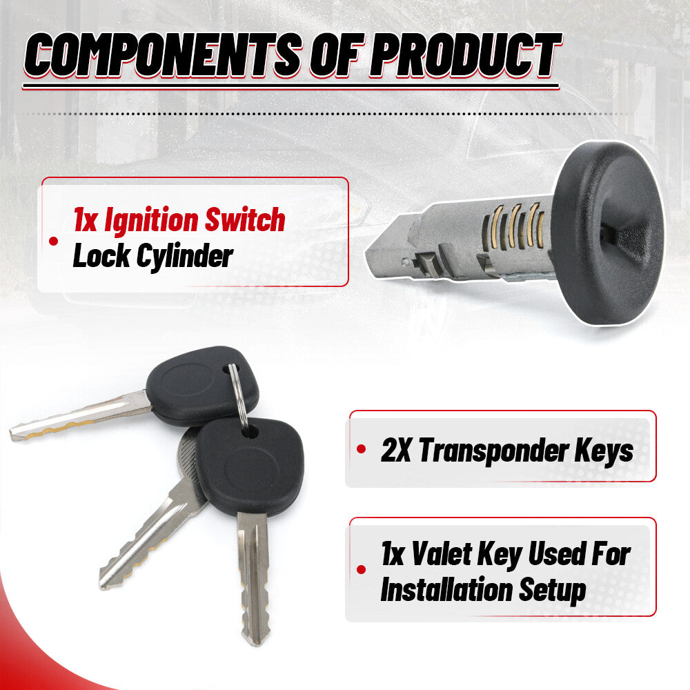 Ignition Lock Cylinder w/ Chip 3 Keys Programmed For GM for Chevy Express 15919460