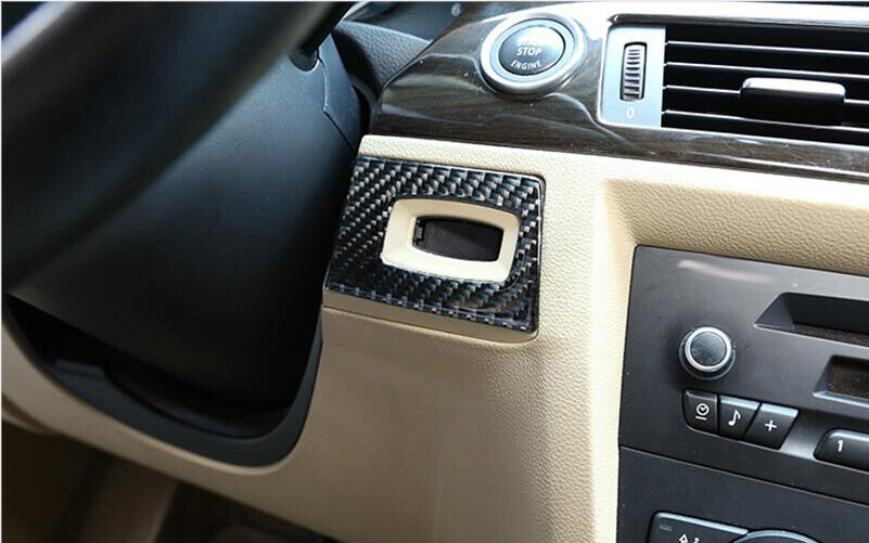 Carbon fiber button protective sleeves are suitable for BMW 3 Series E90, E92, and E93 models from 2005 to 2012.