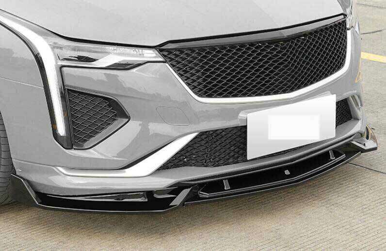 for Cadillac CT4 2020-2022 Glossy Black ABS Front Bumper Lip Spoiler Splitter 3P