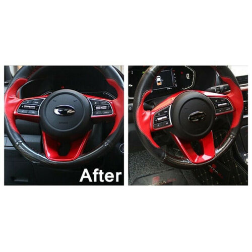 for Kia Forte K3 2019-2023 Glossy Red Steering Wheel Frame Cover Strip Trims 2P