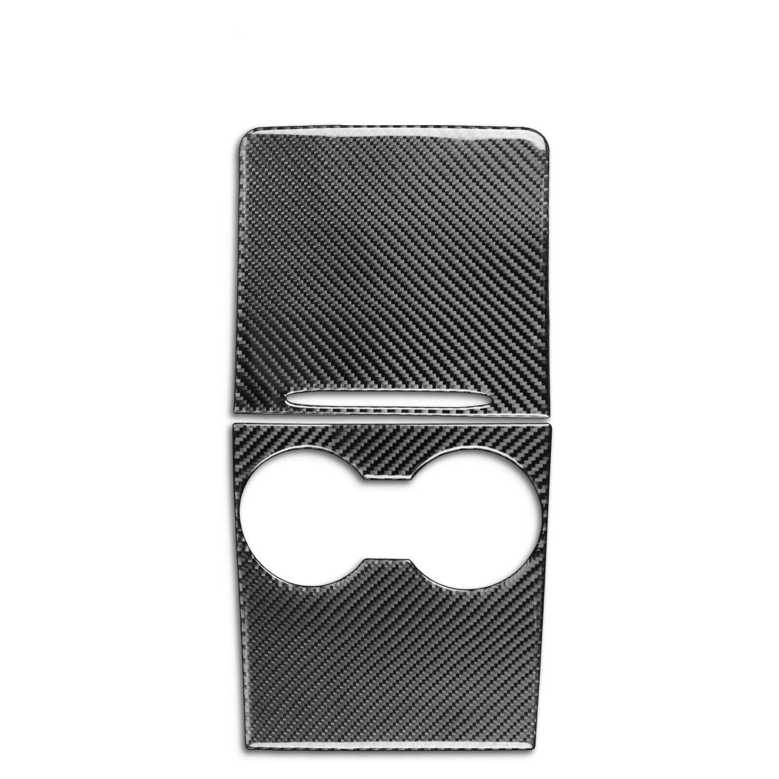 2X Carbon Fiber Center Console Cupholder Cover Trim for Tesla for Model Y 3 Type B
