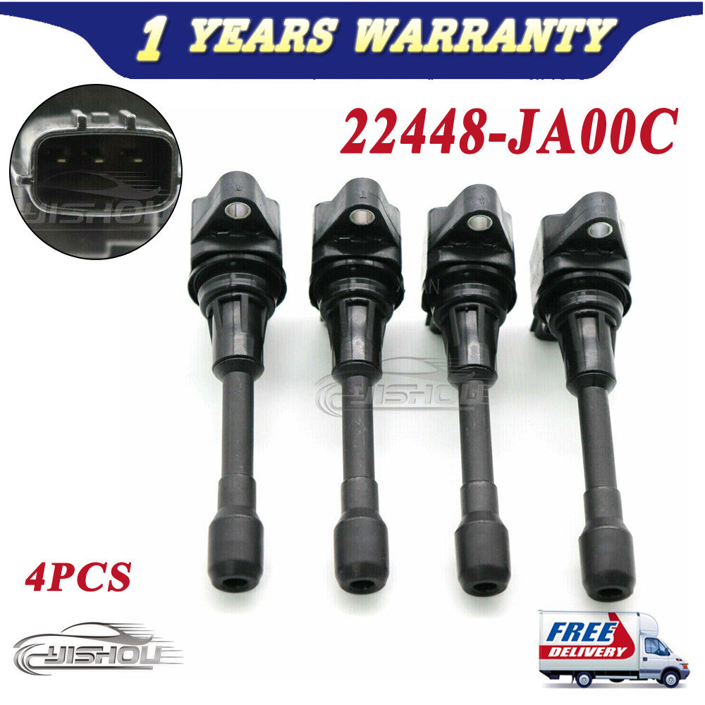 SET OF 4 Ignition Coil Fits for Nissan Altima Rogue Sentra Versa 22448-JA00C