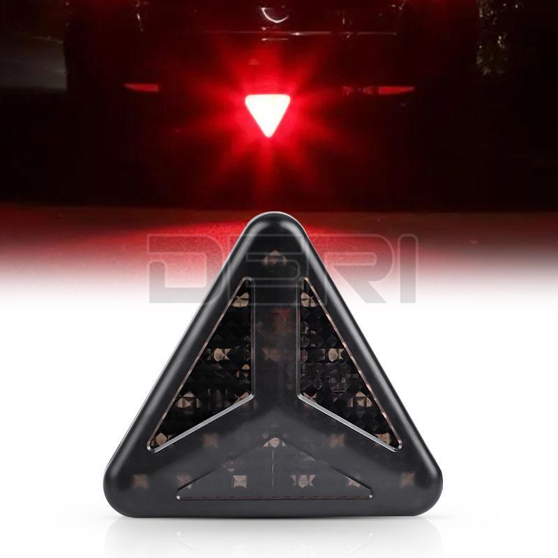 Universal Smoked Triangle Rear Stop Tail Third Brake Light Lamp RED Trucks Suvs